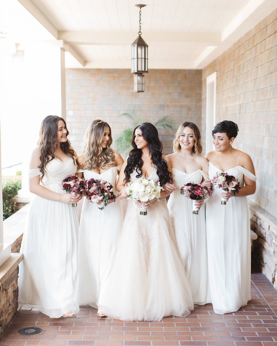 Light and airy in all white chifffon #AmsaleBridesmaids @StyledByTC