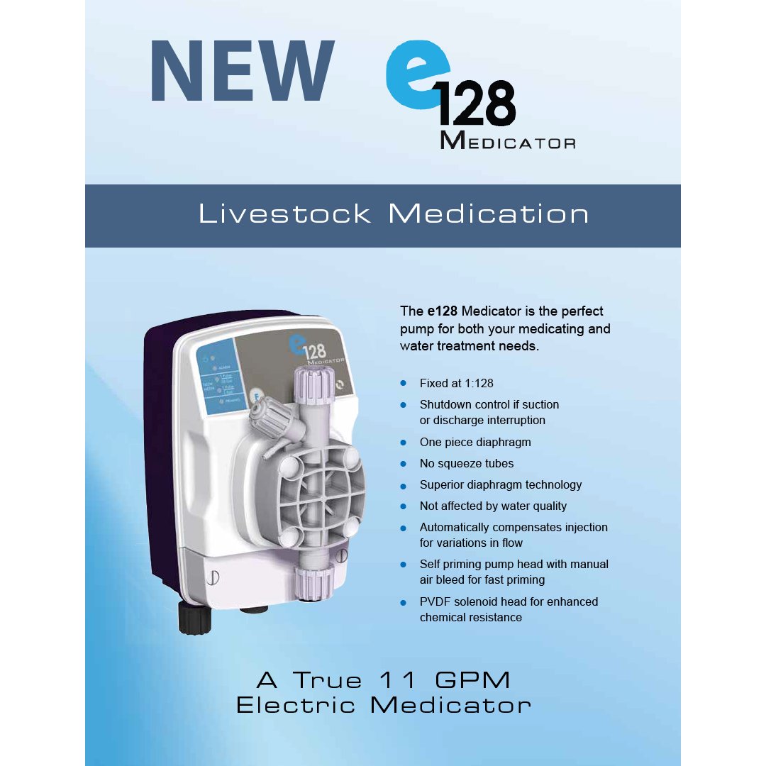 DilSols's tweet photo. e128's technical characteristics deliver a reliable and effective solution.
Fixed at 1:128
One piece diaphragm
No squeeze tubes
And Much More! Contact us today to learn about the e128 pump for your medicating and water treatment needs. #DilSols #e128 #electricmedicator https://t.co/xD8yYSM0Lz