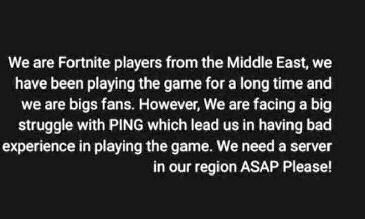Be55957069's tweet photo. #FortniteMiddleEastServers https://t.co/QYT4rPvWP9