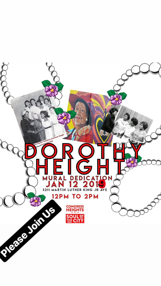 Will You Join Us in #CongressHeights ? — This Saturday, January 12, 2019 —starting at 12:00 noon until 2:00 p.m. You’re invited to meet the local artists and students who painted our dedicated #DCmural of the Great Icon and Legend #DorothyIHeight #womensmovement #soulofthecityDC