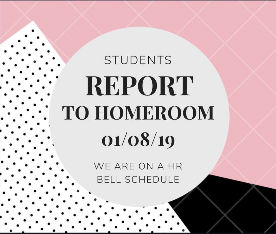 Dasota2019's tweet photo. We hop you all had a great winter break!! Friendly reminder that tomorrow is an A day and we’re going to be on a home room bell schedule. Enjoy these last few hours of break!! https://t.co/4gSft5NKC4