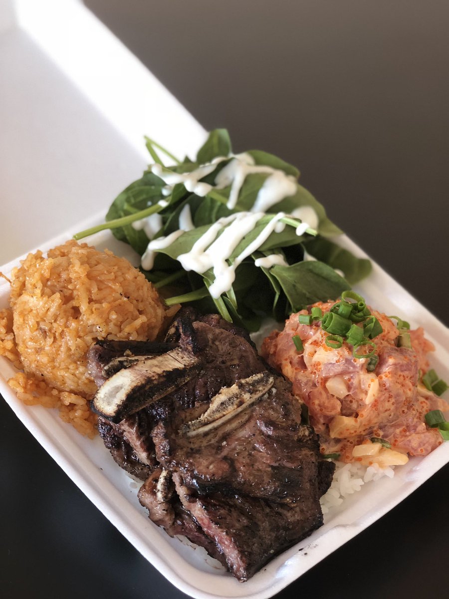 We are open today from 10:00-2:00 pulehu with spicy ahi and krazy rice!