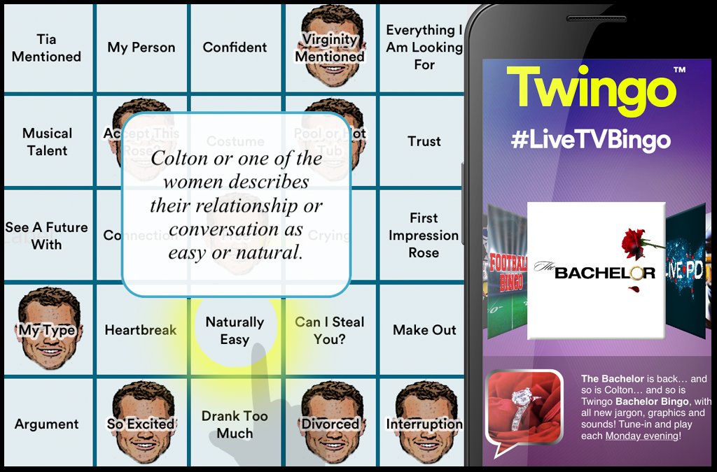 revolvelabs's tweet photo. Don't miss out! #TheBachelor is coming back and Bachelor Bingo for the @TwingoApp is back too! Get the free Twingo TV Bingo app at https://t.co/LR1LuUEflG to play, win and share during the 3-hour premiere tonight! https://t.co/c60JCzYEpL