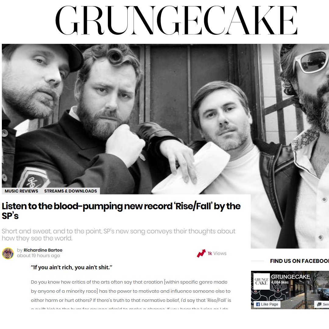 SPsBandLA's tweet photo. Thanks to @GRUNGECAKE for featuring our new single "Rise/Fall," writing that it's "a swift kick to the bum for anyone afraid to make a change." Listen here... https://t.co/3AH7fFpWwQ https://t.co/5H4tBU0f3H