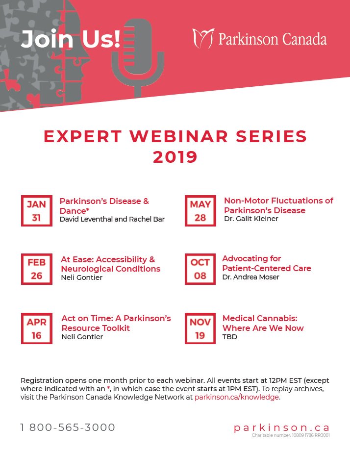 PSMR's tweet image. Did you know that @ParkinsonCanada hosts webinars throughout the year? For more information and to access past webinars, podcasts and videos, visit parkinson.ca/resources/know…. #Parkinsons