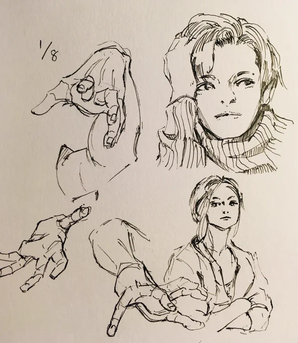 手って、パーツごとに細分化して理解しないと描くの難しいんで、やっぱり練習の題材としては良いんでしょうね 