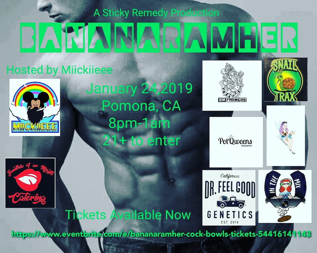 StickyRemedy's tweet photo. We're Baaaaack #bananaramher making its 2019 debut on 1/24 in Pomona CA. 
Hosted by the one and only @miickiieee 
21+  to enter 
Get your tickets today 
https://t.co/MLdNf43SN6 https://t.co/Mtc7qJPiDs