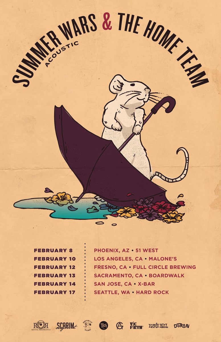 Tour announcement!  We are doing a short run of Acoustic shows on the west coast with <a href="/thehometeamnw/">The 🇵🇸FREE PALESTINE🇵🇸 Team 🏡</a> in Feb.  If you are a fan of our Acoustic EP you do not want to miss these shows.  I would also keep an eye on our Spotify Wednesday at midnight for even more acoustic vibes 😏