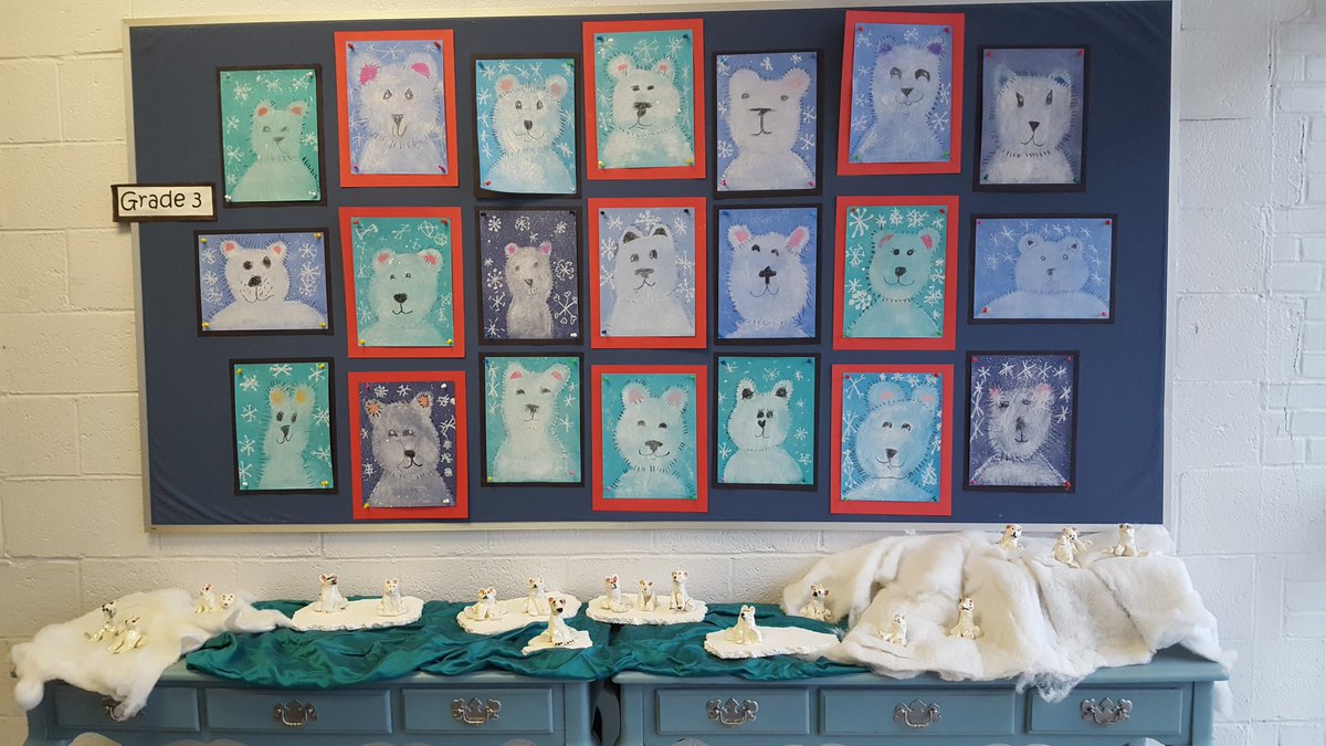 SMCPS_PD's tweet image. MES Third Graders create polar bears.