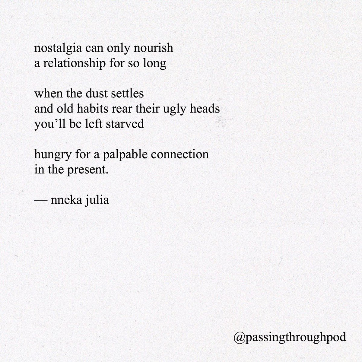 Notes on nostalgia from episode 1 ✨

It’s never too late to try something new.
It’s never too late to change directions.
Shed your past lives.
Frequently and ruthlessly.

#passingthroughthepodcast