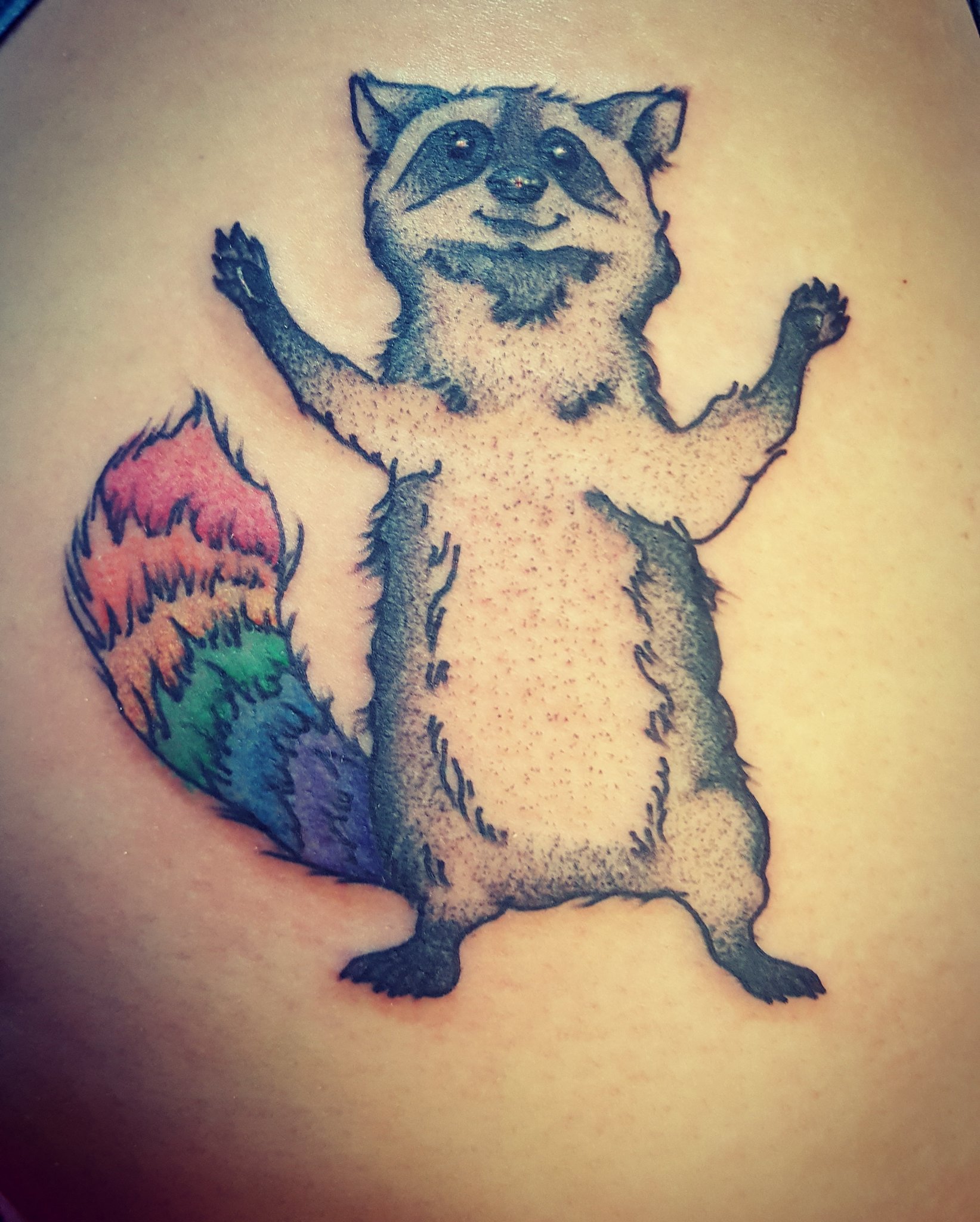 Saw a few trash panda tattoos so heres mine  rtrashpandas