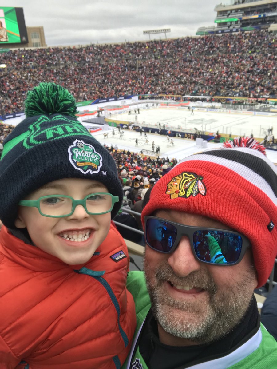 LivigniJoe's tweet photo. @NHLBlackhawks #winterclassic2019 my little guys first #blackhawks game https://t.co/N0i4offnKk