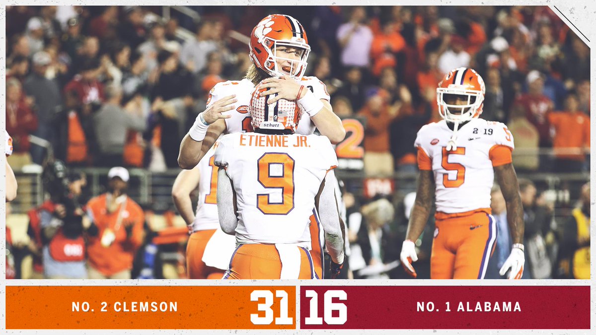 HALFTIME!

Clemson's 31 points ties the most that Alabama has ever allowed in the first half of a game under Nick Saban.