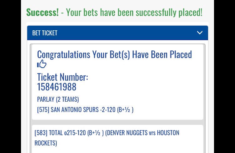 TheLockertons's tweet photo. Looking like a double-U. #EliteParlays #Sophisticated #Spurs #Rockets #Nuggets https://t.co/AgAX10ExHg