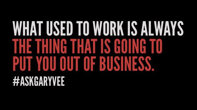 “What used to work is always the thing that is going to put you out of business” says @garyvee

Are you moving at the #digital pace? 

#DigitalTransformation #BusinessModels @furrier @dhinchcliffe @MarshaCollier @JoannMoretti @schmarzo @Craw @jayferro @nyike @akwyz #CES2018