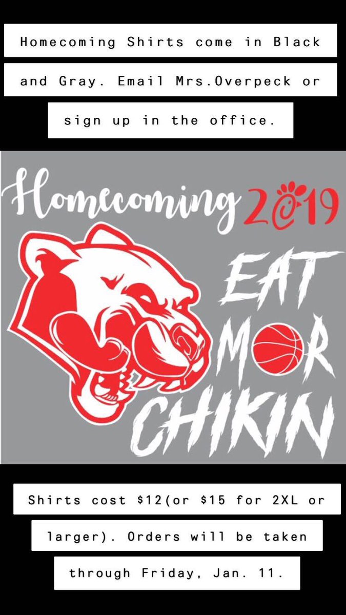 rivertonparkesc's tweet photo. We are collecting orders for the 2019 winter homecoming shirts! See the attached flyers or contact @RutanTJ for more information! https://t.co/MzGFjNuG0K