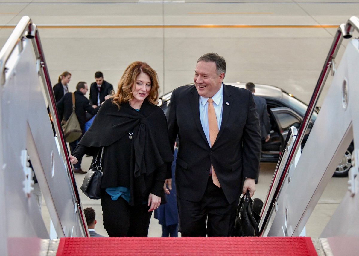 U.S. Secretary of State Michael R. Pompeo, accompanied by Mrs. Susan Pompeo, departs for travel to Amman, Jordan; Cairo, Egypt; Manama, Bahrain; Abu Dhabi, United Arab Emirates; Doha, Qatar; Riyadh, Saudi Arabia; Muscat, Oman; and Kuwait City, Kuwait January 8-15.