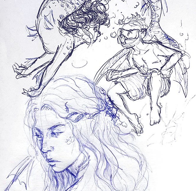 Mermaid sketch #sketch #art #Mermaid #ocean #underwater #fantasy #ink
