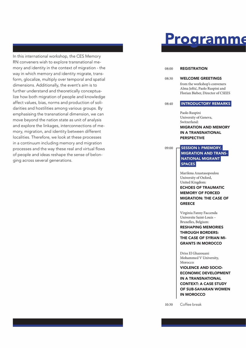 alma_jeftic's tweet photo. Great start into 2019! Workshop on Transnational Processes of Memory, Identity and Migration in Europe and beyond (Centre for Southeast European Studies/Uni of Graz, Council for European Studies/Columbia Uni)

#CES #CSEES #memory #identity #migration https://t.co/xx70PGSTYH