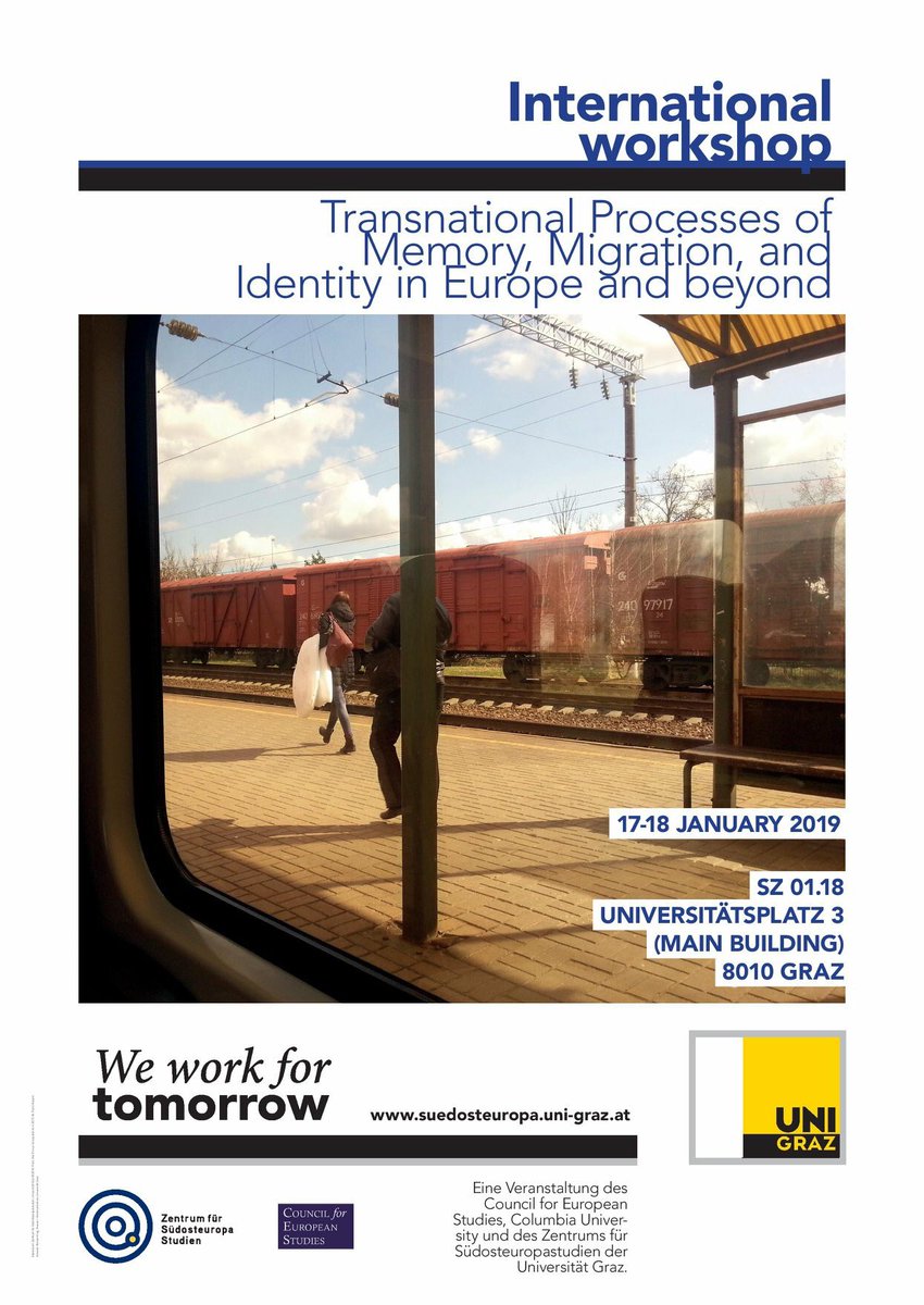 alma_jeftic's tweet photo. Great start into 2019! Workshop on Transnational Processes of Memory, Identity and Migration in Europe and beyond (Centre for Southeast European Studies/Uni of Graz, Council for European Studies/Columbia Uni)

#CES #CSEES #memory #identity #migration https://t.co/xx70PGSTYH