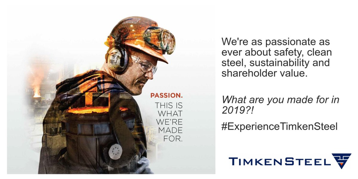 TimkenSteel's tweet photo. Happy new year to our employees, customers, suppliers, community partners and shareholders.
What are you made for in 2019?! #ExperienceTimkenSteel https://t.co/miszjQy6II