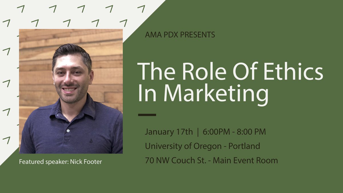 amapdx's tweet photo. Fake news is everywhere, but we're here to help. On Jan 17th, join our free event, "The Role of Ethics in Marketing". You'll hear from a panel of marketing pros discuss topics like copyright issues, branding, "fake news" &amp; understanding what is reliable. https://t.co/bTf61csPCZ https://t.co/iQAqTK3YVv