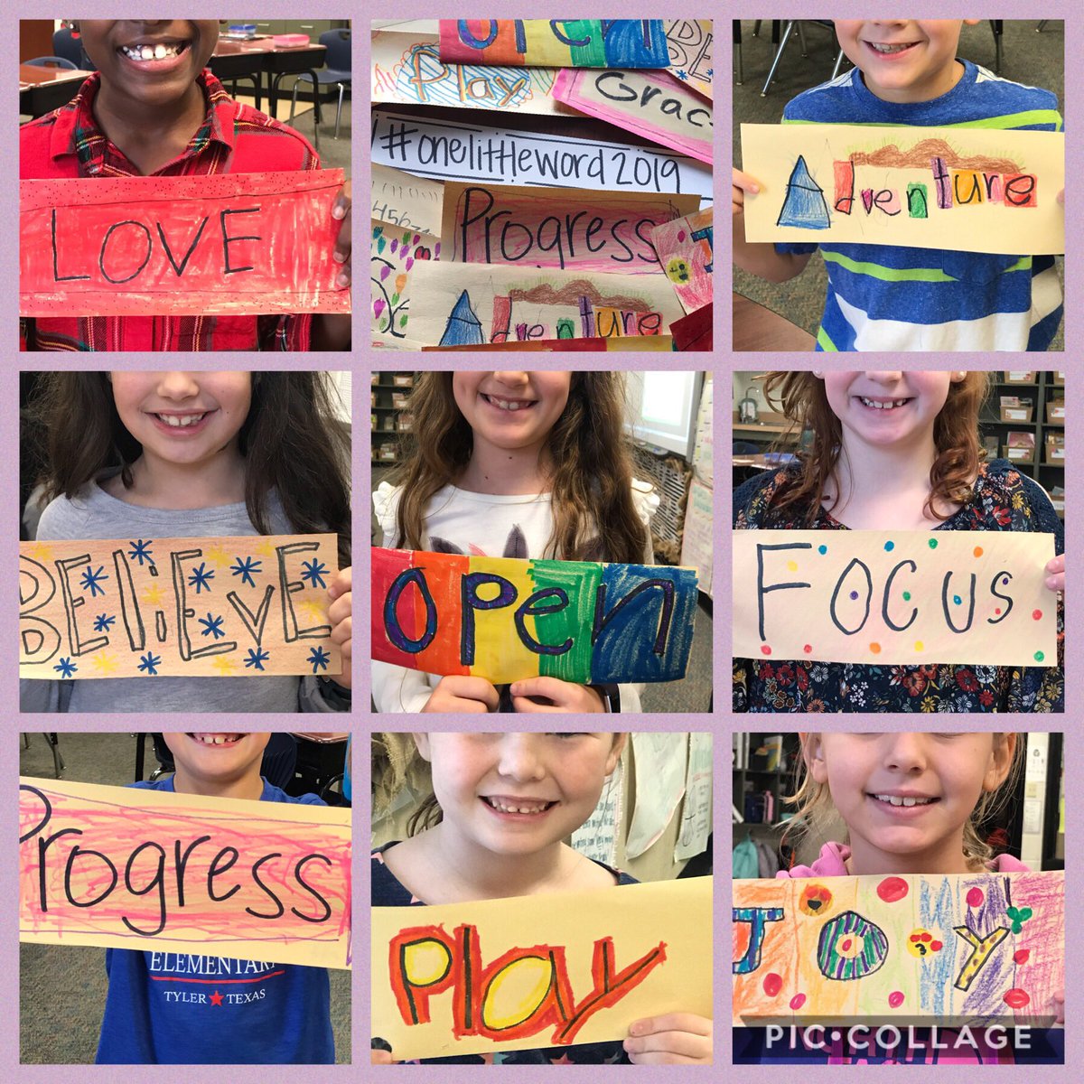 topknotandteach's tweet photo. 1st day back in January may be my favorite day. It’s like a big family reunion catching up and reviewing our first semester! Our #onelittleword2019 project was so inspiring! I love to hear littles show their BIG brains and hearts! #chancellorsCHAMPS @ricetylerisd @tylerisdlearn https://t.co/kKRHFotdus