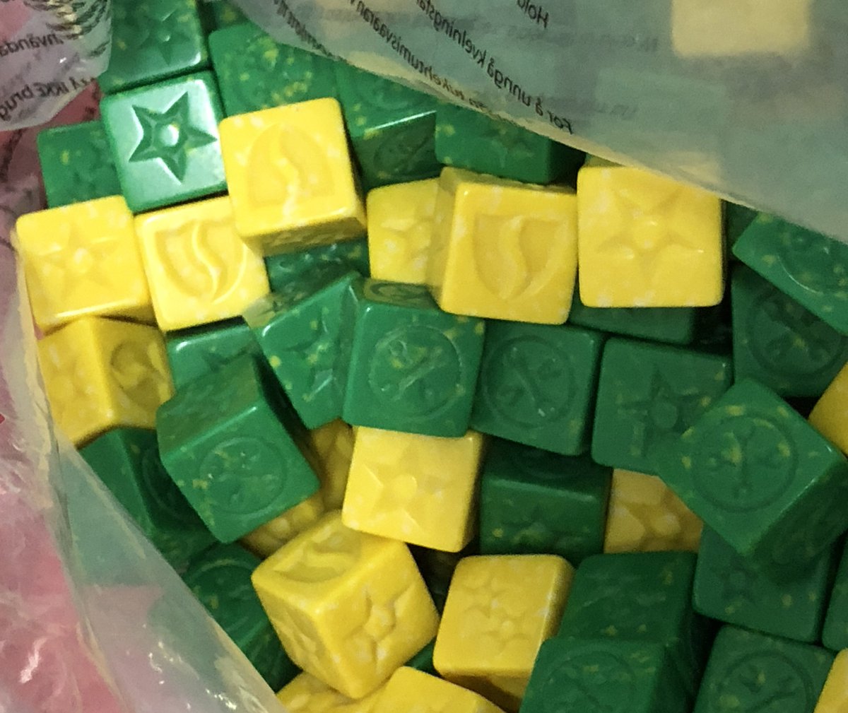SJGames's tweet photo. Spotted while at the @madebygpi dice factory in China yesterday: New Car Wars Sixth Edition dice at early stages in the process. I love dice! -PR https://t.co/zq4qEdIPjJ