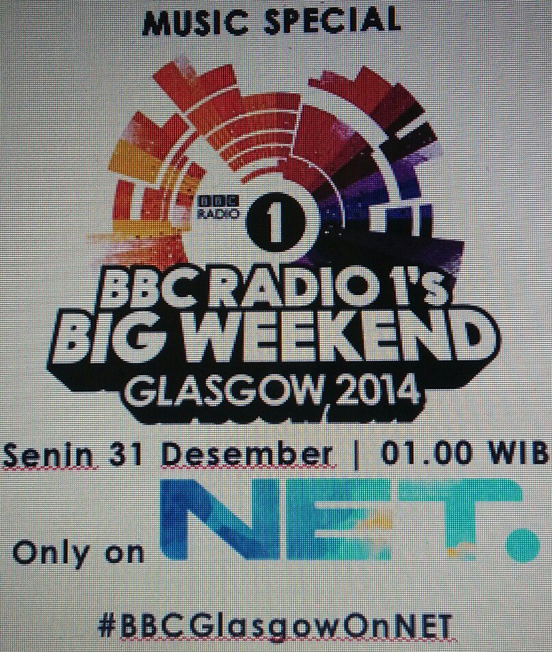 Gaha80439969's tweet image. Music Special
BBC RADIO 1's BIG WEEKEND GLASGOW 2014
Senin 31 Desember | 01.00 WIB
#BBCGlasgowOnNET #Netmediatama
