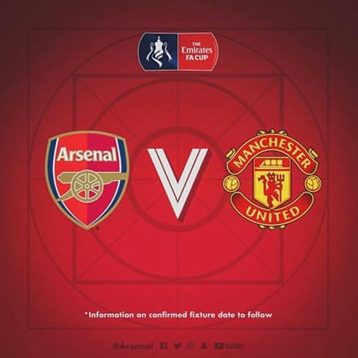 Hasil drawing <a href="/emiratesfacup/">Emirates FA Cup</a> untuk putaran ke 4, @manchesterunited akan bertemu <a href="/arsenal/">Arsenal</a> 
Laga ini akan diselenggarakan di markas The Gunners antara tanggal 25-28 januari 2019.

#WEAREUNITEDID #YOUC1000ISOTONIC #INDOMANUTD