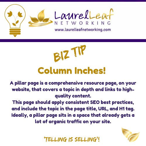 LaurelLeafChat's tweet photo. 👑 BIZ TIPS 👑 #pillarpage #pillar #website #SEO #entrepreneur #marketing #resource #topics #links #content #qualitycontent #business #SME #networking #bestpractice #tags #organictraffic #organic #pagetitle #URL #branding #landingpage #smallbusinessmarketing #indepth #highquality https://t.co/qFXGpRwtsu
