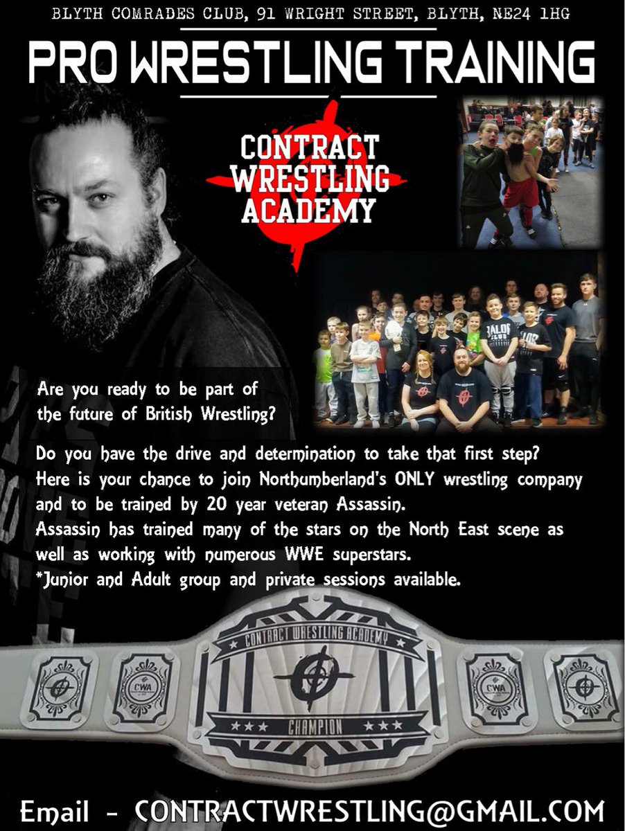 AcademyContract's tweet photo. Start something wonderful this year!
Train in a safe, supportive &amp; friendly atmosphere to achieve your dream of being a pro wrestling superstar

Join the CWA family TODAY 👊🏻

#ContractWrestlingAcademy
#CWAFamily
#ChangingTheScene
#FromTheGroundUp

All shares appreciated 🙏🏻 https://t.co/sbT8sJphF1