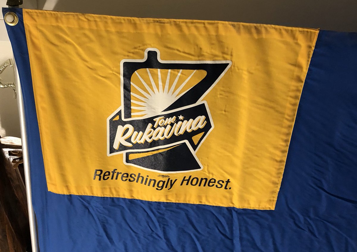 Marahumphrey's tweet photo. So sorry to hear of the passing of former Rep Tom Rukavina. We have been “flying” his flag in our kitchen the past several weeks. #RefreshinglyHonest https://t.co/M88txhsQBG