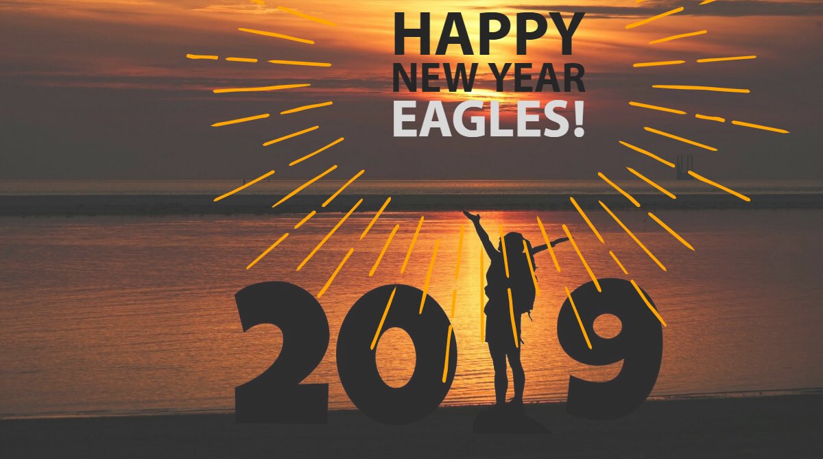 Happy New Year Eagles!!! Can’t wait for all of the Golden Eagles to be back at KF tomorrow!!! <a href="/KleinForest/">Klein Forest HS</a>