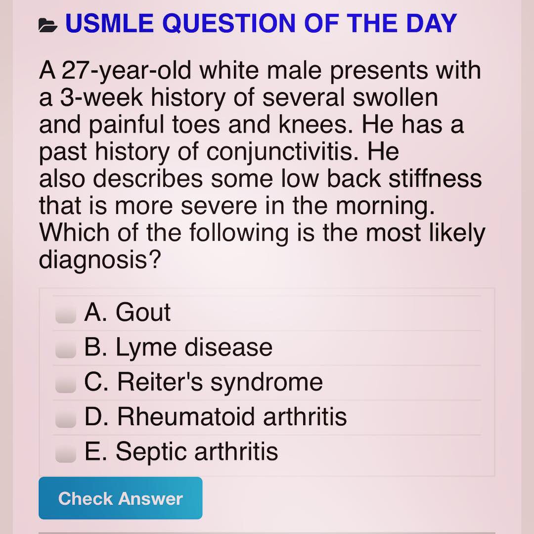 prepez's tweet photo. #USMLE #PLAB #NEETPG questions of the day for Jan 5, 2019. For correct answers, visit:
https://t.co/jLaUi05mry
&amp;
https://t.co/QpGFMj6ykk
&amp;
https://t.co/GVSRIoBt7q
#questionoftheday #studyabroad #usmleprep #plabexam #plabprep #usmleexam #neetpgprep #neetpgexam #usmlestep1 https://t.co/XpIupxpna8