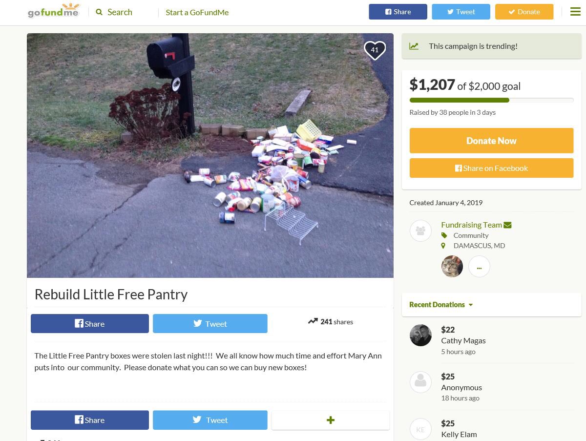 KevinLewisNomad's tweet photo. MORE: Varley shared the despairing photos on Facebook, and Damascus responded.

•#GoFundMe account w/ $1,207 - https://t.co/gmKTEEeTEH

•Safeway has donation 🛒 at customer service counter

•$100 check left at Varley’s🚪

•Three carpenters have offered to build/buy new pantry https://t.co/BQlFNE5Vjc
