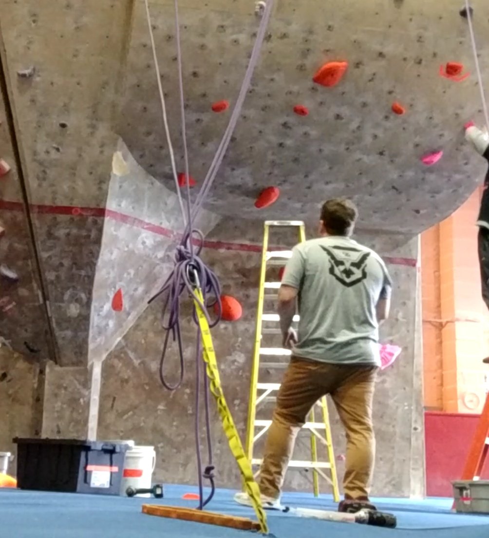 MikeRog49102443's tweet photo. another day at the office rocking my new @DemolitionRanch t-shirt #routesetting #climbing #bouldering https://t.co/pEUAZmmPn5