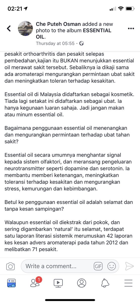 DrAmalinaBakri's tweet photo. Important info about essential oil https://t.co/iuKE1yn7U4