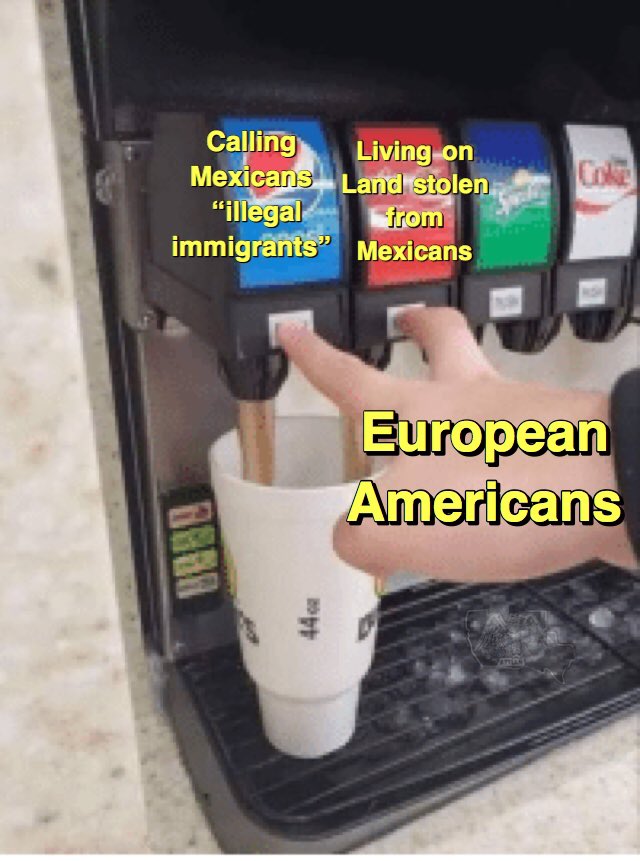 RazaUnidaParty's tweet photo. #pepsi #cocacola #dankmemes #gobacktoeurope #euroamerican #eurotard #trumpanzees #whitepeoplebelike #mexicansare #mexico #aztlan #mexicans #chicanos #chicano #chaletrump #fucktrump https://t.co/w869vlQrFd