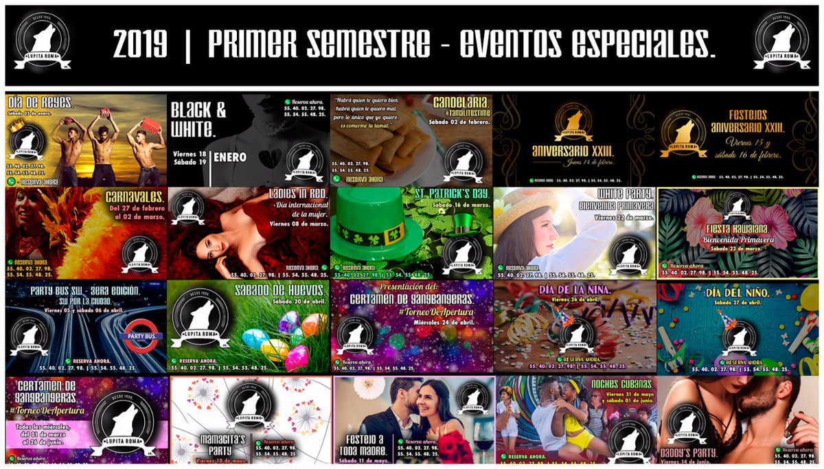 LupitaRomaSw's tweet photo. ¡Con mucha emoción les presentamos nuestros eventos especiales para todo el 2019!

Además de los eventos especiales recuerden que los esperamos en nuestros eventos normales todas las semanas del año de miércoles a sábado

#ViveLaExperiencia #LupitaRoma
XXXIII años haciendo el Sw https://t.co/5JPQmKiT0Q