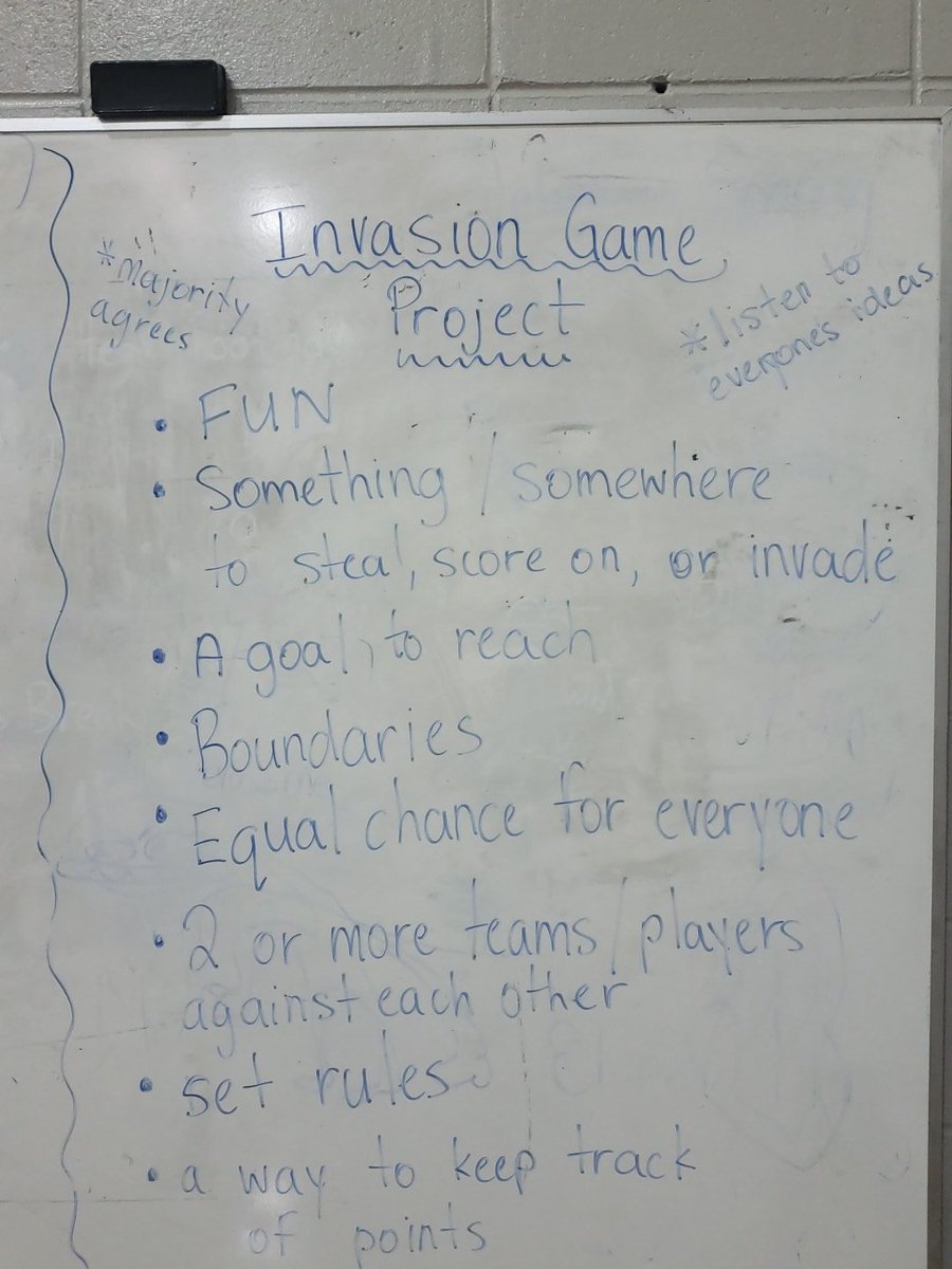SKapitza's tweet photo. Invasion Game Project: creating steps and rules for our next #PE project.  #TeamCarpitza #together #bewell #becuious #bekind #PhysEd #havefun  @mrcarr17 @rundleacademy https://t.co/7rziyltRk0