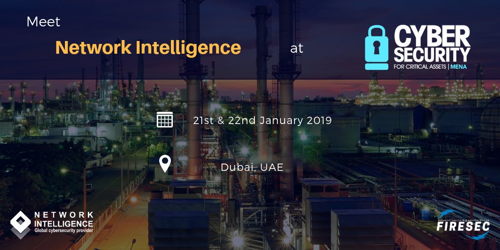 niiconsulting's tweet image. This year, we are one of the sponsors at the ‘Cybersecurity for Critical Assets (#CS4CA) MENA 2019’. Join us to discuss #criticalinfrastructuresecurity challenges and solutions on 21 &amp;amp; 22 Jan in Dubai.
To know more visit: cs4ca.com/mena/
#icssecurity @QatalystGlobal