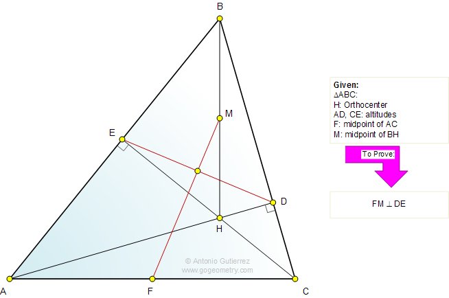 gogeometry's tweet image. Euclidean #Geometry Problem 704: Triangle, #Orthocenter  #Altitude Midpoint, Perpendicular #math #problemSolving  #education #teacher #highschool #college #drawing #illustration #GraphicDesign  gogeometry.com/problem/p704_o…