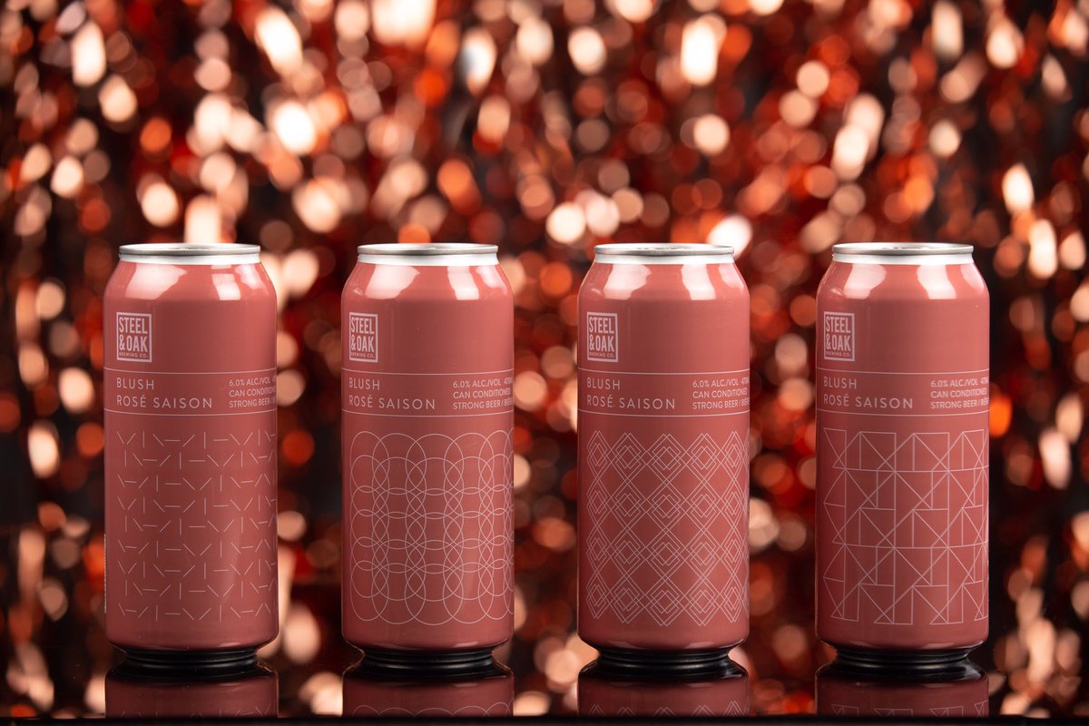✨New work: Blush Rosé Saison✨ Designs for some of our favourite people @steelandoak and <a href="/westcoastcans/">West Coast Canning</a>. 4 custom patterns in one pack. Every canning company’s nightmare (sorry guys)! But it was so worth it 🙌🏻 #packagingdesign #graphicdesign #beerpackaging #wearebest #beststudio
