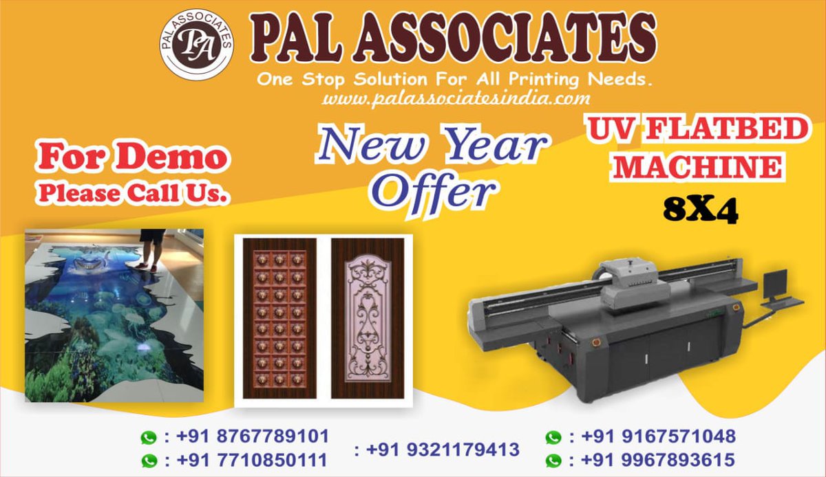 FOR DEMO CONTACT US
2019 NEW YEAR OFFER 
UV FLATBED MACHINE 8*4 
#DOORPRINTING
#GLASSPRINTING
#metalprinting
#woodprinting
#acrylicprinting
#tilesprinting
This machine prints on Glasses and door, Not only that but it prints on any flat surface.
FOR DEMO CONTACT US