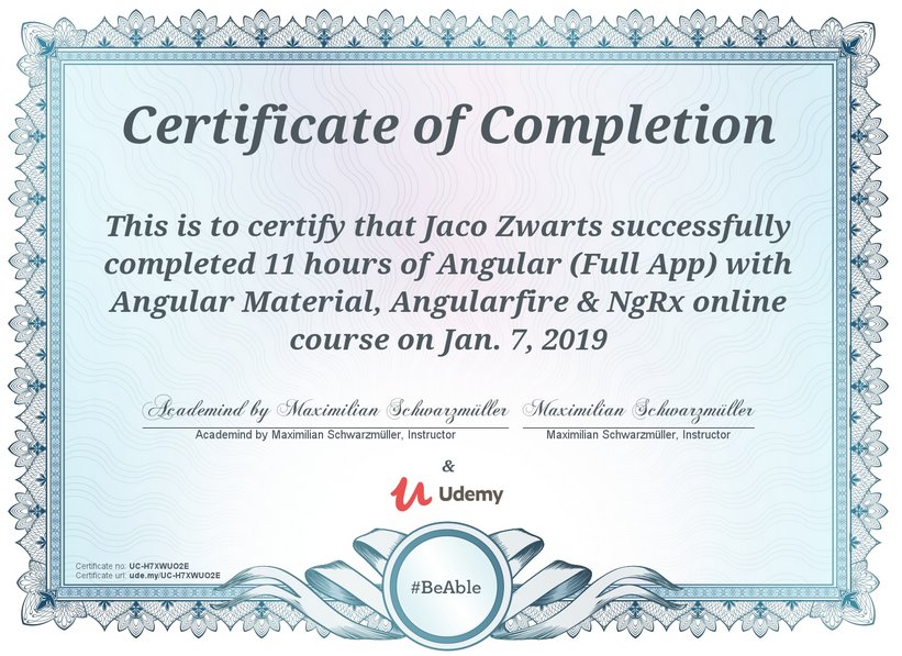 jacozwarts's tweet image. Just finished @maxedapps's @udemy course: @angular (Full App) with #AngularMaterial, #AngularFire and #NgRx
#Angular #Udemy #developer