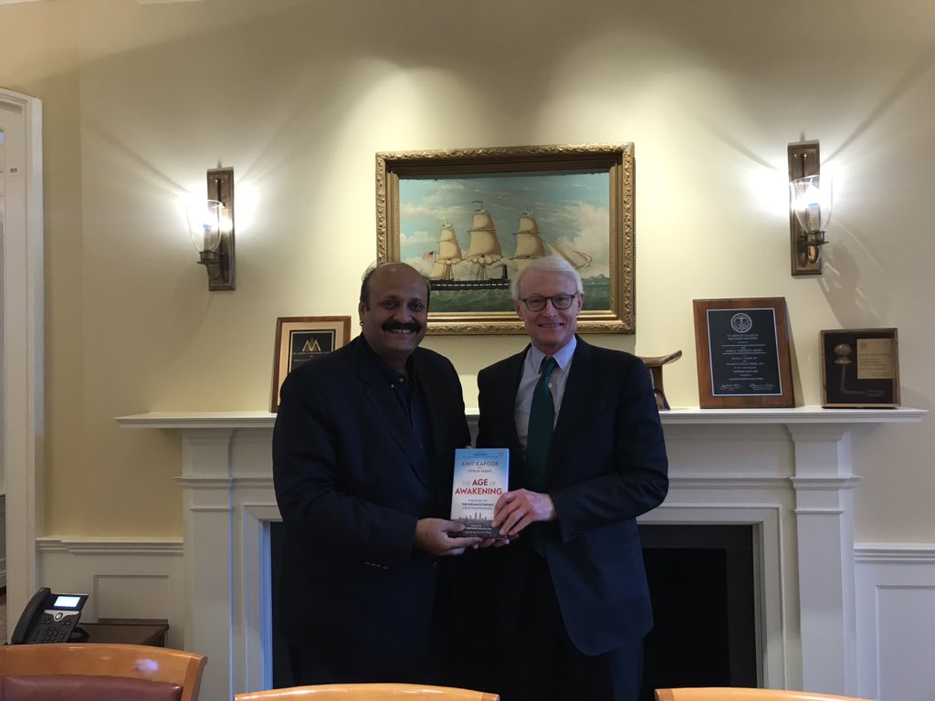 Delighted and honoured to have presented the first copy of my book #AgeofAwakening to <a href="/MichaelEPorter/">Michael E. Porter</a>. The book is published by <a href="/PenguinIndia/">Penguin India</a> and focuses on the story of Indian economy since independence. <a href="/lohitjagwani/">Lohit Jagwani</a> <a href="/mileeashwarya/">Milee Ashwarya</a>