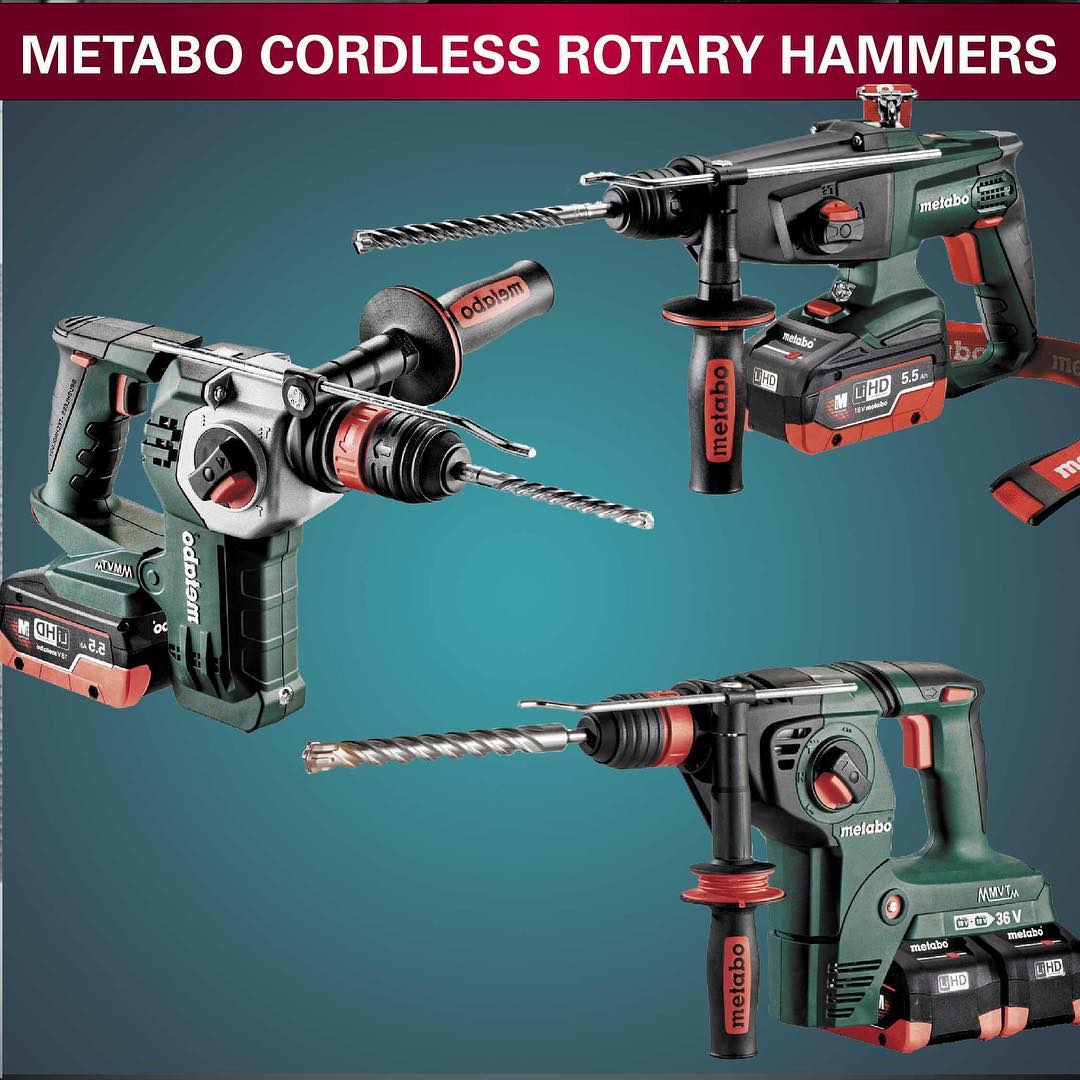 #metabo #cordless #rotaryhammers
#combinationhammer  with 3 functions: hammer drilling, #drilling and #chiselling.
Options such as 36V, Integrated Dust Extraction, Vibration Dampening, Metabo Quick: fast, tool-free chuck, Variable Speed and much more.