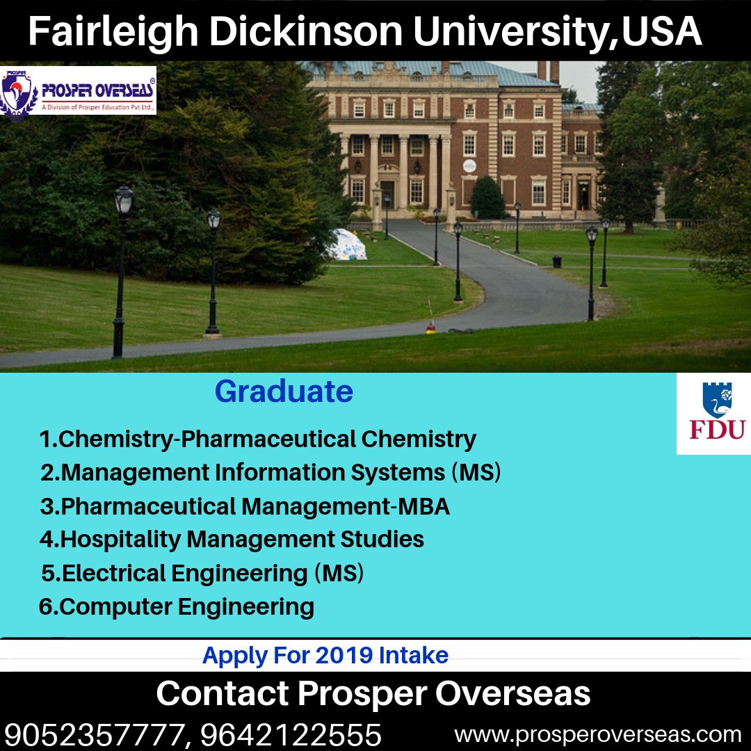 Fairleigh Dickinson University, USA. Get guidance/Counseling for Studying Abroad in the USA about admissions in top universities, education system, Visa Guidance, culture, scholarships, and many more.
For details visit: bit.ly/2PiRVJ7
#studyinusa #universitiesinusa.