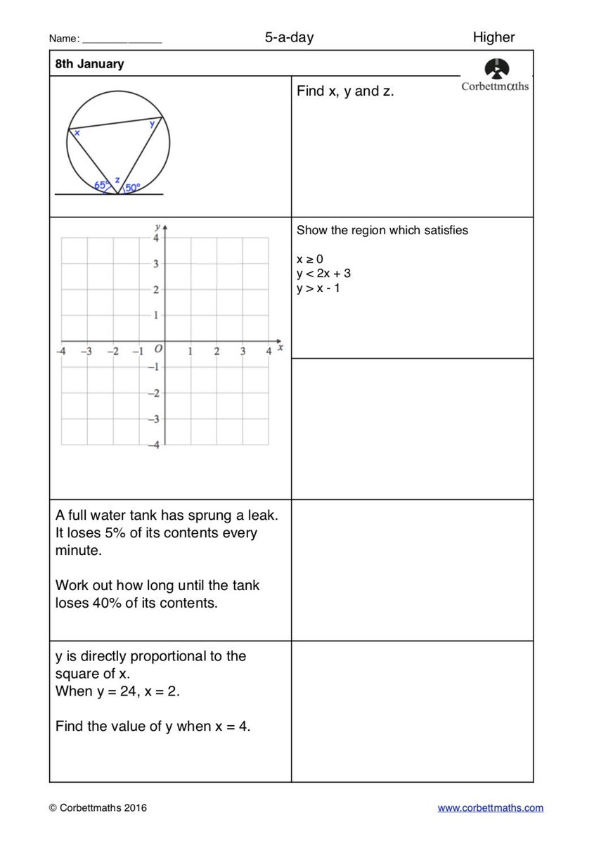 Corbettmaths's tweet photo. Studying for Higher GCSE Maths? Try today's Foundation Plus, Higher &amp; challenging Higher Plus #maths5aday answers: https://t.co/sVLNKxUe8M https://t.co/4KbrkX45vZ